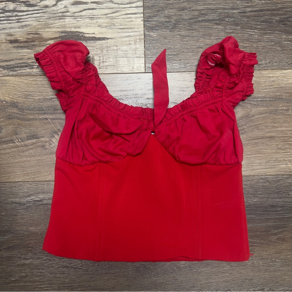 I AM GIA red milkmaid top size small